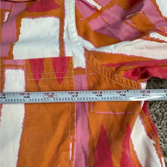 Anthropologie Porridge Ria Printed Shirt Jacket Medium Orange bold colorful pink - Picture 11 of 11